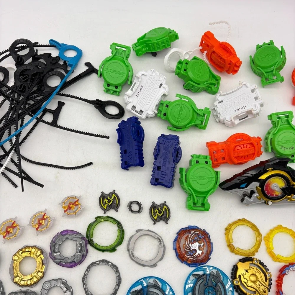 Beyblade Burst Huge Parts Lot Launchers DB QuadDrive QuadStrike Tops Hasbro